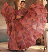 Designer Purple lehenga with detailed embroidery Shrug on chinon silk